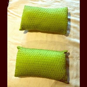 Pair of bright green accent pillows, like new